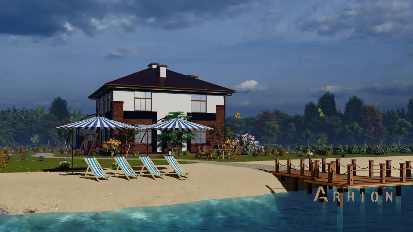 7. Проект двухэтажного дома в европейском стиле с плоской кровлей , h-1621, площадью - 260 кв c терассой